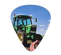 (Tractor Farm) Guitar Picks Set Of 12 With Transparent Plastic Box For Bass Electric And Acoustic Guitars Ukulele