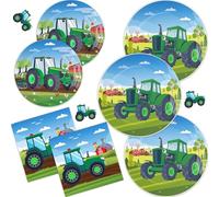 Tractor Farm Party Tableware Set- 40 Piece Farm Animal Barn Party Supplies, include Plates, Napkins for The Green Tractor Kid's Birthday Party Decoration,Serve 10 Guests (Tractor)
