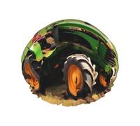 Tractor Farm Pattern Print Shower Cap For Women Lightweight Reusable Softdouble Waterproof Layers Leakproof.