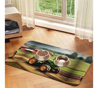 Tractor Farm Patternprint Pet Absorbent Leather Tablecloth,Wipe Clean Quick Dry,Food Mat For Small Animals