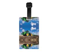 Tractor Farm Print Luggage Tags with Full Back Privacy Cover â€“ Durable PVC ID Labels for Suitcases & Backpacks