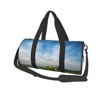 Tractor Farm Print Round Duffel Bag, Canvas Overnight Travel Tote Bag, Waterproof and Tear-Resistant.Foldable Weekend Travel Bag