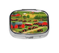 Tractor Farm Print Square Pill Box,Portable for Pocket Or Purse Pill Organizer Pill Container Holder