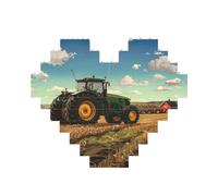 Tractor farm Printed Jigsaw Puzzle 10.8x12.8 CM, Heart-Shaped Puzzle Challenging Game for Adults, Fun Decorative Wall Decor