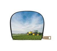 Tractor Farm Prints Card Wallet for Women Men Cute Zipper Card Cases Holder Mini Coin Purse with 12 Card Slots