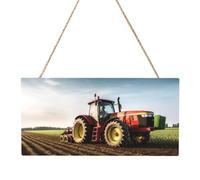 Tractor Farm Rectangular MDF Wood Plaque Wall Art with Full Print and Hanging Rope for Home Wall Decor, Farmhouse Sign for Door, Window or Wall (Multiple Sizes)
