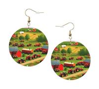 Tractor Farm Trendy Leather Earrings For Women Dangle 1 Pair Lightweight Printed Piercing Earrings Jewelry Gifts For Women Girls