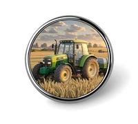 Tractor Farm Wheat Harvest Brooch with Button Design, Funny Backpack Pins for Women, Personalized Brooch Pins for Men, Round Badge for Hat, Cute Badge Holders for Activity