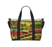 Tractor Farm Women Travel Duffel Bag, Large Weekender Carry-On Tote, Gym Workout Bag,Mommy Hospital Bag, Black, One Size