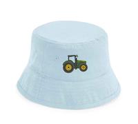 Tractor Farmer Theme Kids Bucket Hat | Embroidered Farm Sun Hat for Boys and Girls | Navy | s