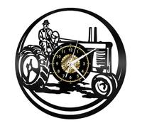 Tractor Farmer Vintage Black Vinyl Record Wall Clock Wall Art 3D Modern Design Office Bar Room Home Decor Gift