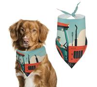 Tractor Farming Dog Bandanas for Feeding Grooming, Triangle Pet Bibs Washable Pets Scarf for Cats & Dogs