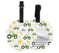 Tractor Farming,Luggage Tags Pu Leather Name Tag Travel Suitcase Identifier ID Tags Durable Baggage Label 2 pcs