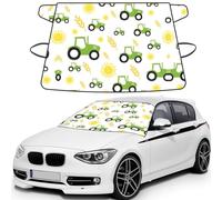 Tractor Farming Print Car Windshield Sun Shade, Oxford Winter Windshield Cover For Snow Ice Uv Secure For All-Season