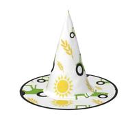 Tractor Farming Print Teens Adults Halloween Witch Hat Unisex Cap For Wide Brim Carnivals Party Accessory