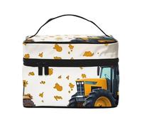 Tractor Farming Prints Travel Makeup Bag Flip Portable Toiletry Bag with Handle for Women's Travel and Daily Use