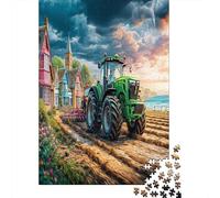 Tractor Farming Scene 1000 Pc Rural Landscape Painting Style Eco-Friendly Paper Premium Jigsaw Puzzle for Adults Educational Game Decompression Wall Decor Gift Idea 52x38cm/1000pcs
