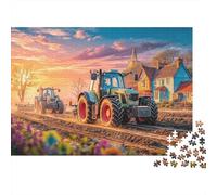 Tractor Farming Scene 1000 Piece Jigsaws Rural Countryside Landscape Eco-Friendly Paper Puzzle for Calming Focus, Stress Relief And Family Leisure 38x26cm/1000pcs
