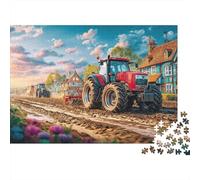 Tractor Farming Scene 1000 Piece Precision-cut Pieces Rural Countryside Style Puzzle Lovers Gift Stress Relief Puzzle Family Game Night 52x38cm/1000pcs