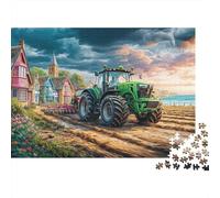 Tractor Farming Scene Heavyweight Paper Rural Landscape Painting Style Jigsaw Puzzle Beginner Friendly Gift for Kids 70x50cm/1000pcs