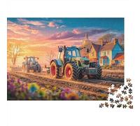 Tractor Farming Scene Jigsaw Puzzle Rural Countryside Landscape 1000 Pieces Classic for Adults Kids Hard Difficult Challenge Relaxation 52x38cm/1000pcs