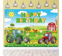 Tractor Happy Birthday Backdrop Farm Animal Tractor Photography Backdrop Kids Farm Theme Birthday Party Decorations Banner Background (7X5FT(82x59inch))