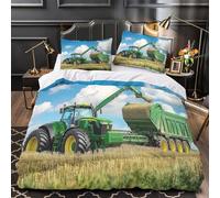 Tractor harvest 3D Print 3 Piece Comforter Cover Agricultural machinery style Quilt Cover Set 3D Printed Microfiber Hidden Zipper Hypoallergenic for Kids Teens Boys Girls Super king（260x220cm）