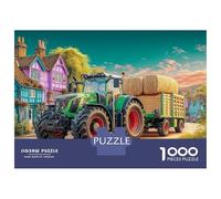 Tractor Hauling Hay 1000 PC Recycled Cardboard Jigsaw Puzzle Rural Farm Scene Style Anxiety Reducer for Adults Wall Decoration Birthday Gift for Him Her 70x50cm/1000pcs