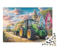 Tractor Hauling Hay 1000 Piece Recycled Board Rural Farm Scene Style Puzzles for Adults Challenging Puzzle Full Size Poster Zero-gap Fit 52x38cm/1000pcs