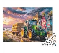 Tractor Hauling Hay 1000 Piece Sturdy Paper Board Rural Countryside Scene Jigsaw Puzzles for Teens Digital Detox Home Decor Recycled Cardboard Limited Edition 70x50cm/1000pcs