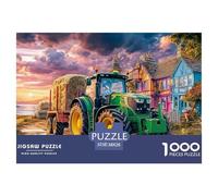 Tractor Hauling Hay Firm Interlocking Design Rural Countryside Scene Great Gift Choice for Puzzle Lovers, Friends And Family on Any Occasion 38x26cm/1000pcs