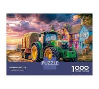 Tractor Hauling Hay Puzzle 1000Pc Rural Countryside Scene Jigsaw Puzzles Challenging Family Activity Games Fun, Brainteasing 100% Recycled Cardboard Wall Decor 38x26cm/1000pcs