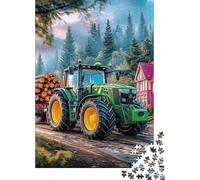 Tractor Hauling Logs 1000 Pc Eco-Friendly Paper Jigsaw Rural Countryside Scene Puzzle Adult Hobbyists Portable Mind Decompression Hours of Fun 38x26cm/1000pcs