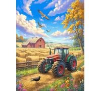 Tractor in A Farm Field 1000 Piece Jigsaw Puzzle Wildlife Plant For Men Cognitive Development Adults Anxiety Memory Care Mothers Valentines Gift High-grade Rigid Cardboard 1000 PCS