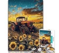 Tractor in A Sunflower Field 1000 Piece Jigsaw Puzzle for Adults And Teenagers,for Educational Game Challenge Toy for Is Ideal As A Gift for The Whole Family (38x26cm)