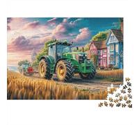 Tractor in Field Jigsaw Puzzles for Adults The Impossible Challenge 1000 Piece Rural Farm Scene Style Difficult Hard Jigsaw Puzzles for Man And Woman with Letters on Back 38x26cm/1000pcs