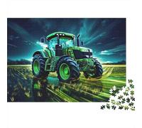 Tractor in Field Recycled Cardboard Jigsaw Puzzle for People GreenTractor with Stress And Anxiety 1000 Pieces Decoration 38x26cm/1000pcs