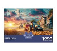 Tractor in FieldExquisite 1000-Piece Jigsaw Puzzles for Adults Rural Sunset Scene Containing A Wealth of Challenging Educational Puzzle Game Pieces - Designed to Be A Cherished Gift Jigsaw Puzzles for