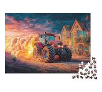 Tractor in Motion Jigsaw Puzzles for Adults Fun 300 Piece Fantasy Rural Scene Toy Intellectual Game Education Game Home Decoration Stress Relief Toy Challenge Educational (300pcs (40x28cm))