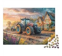 Tractor in Rural Scene Jigsaw Puzzle for Family Activity - 300 Piece Modern Farm Tech Style Home Décor Art, Educational Brain Teaser & Relaxing Fun (300pcs (40x28cm))