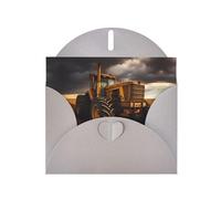 Tractor in the field Print Blank Cards, DIY Greeting Thank You Cards, Invitations Gray