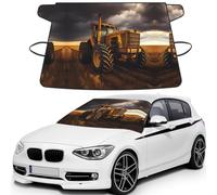 Tractor in the field Print Universal Car Windshield Snow Cover, Front Window Protection Cover for SUVs, Trucks & Autos