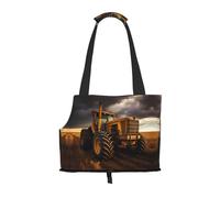 Tractor in The Field Printed Portable pet Shoulder Bag, Suitable for Small Dogs and Cats, Shopping and Travel Dual-Purpose Bag