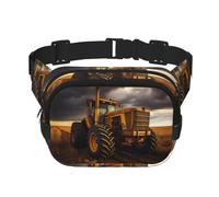 Tractor in the field Square Double Layer Waist Bag Belt - Unisex Everywhere Fanny Pack Purse for Running, Travel, Hiking, Fitness, Black, One Size