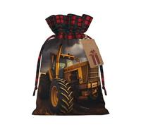 Tractor in the field Two Color Drawstring Gift Bag M Beautiful Convenient Suitable For Christmas Birthdays