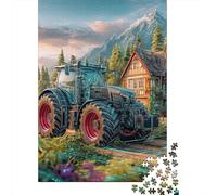 Tractor in Village 1000 Pc Eco-Friendly Paper Jigsaw Rural Fantasy Landscape Puzzle Adult Hobbyists Portable Mind Decompression Hours of Fun 38x26cm/1000pcs