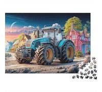 Tractor in Village 1000 Pcs Fantasy Rural Scenedurable Plastic Puzzle for Grandparents Smooth Finish Precision Cut Gift Easy to Assemble 52x38cm/1000pcs