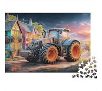 Tractor in Village 1000 Pieces 100% Recycled Cardboard Jigsaw Puzzles Modern Farm Vehicle Style Educational Learning for Kids Children Brain Training Cognitive Development 52x38cm/1000pcs