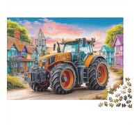 Tractor in Village 1000 Pieces Recycled Board Rural Farm Scene Style Puzzles for Adults Mindfulness Activity Full Size Poster Collector's Box 70x50cm/1000pcs