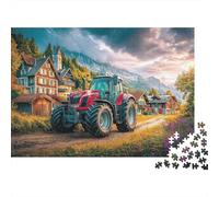 Tractor in Village 500 Piece Alpine Rural Scene Jigsaw Puzzles for Adults Fun Stress Relief Toy Education Game Toy Intellectual Game Home Decoration Challenge Educational (500pcs (52x38cm))